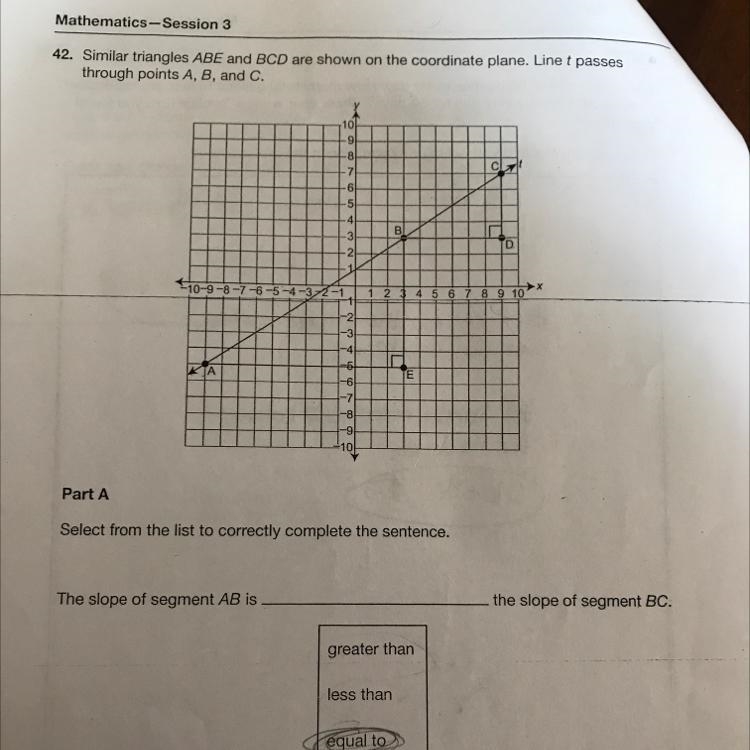 Part B: Use ratios of the side lengths of triangle ABE and triangle BCD to explain-example-1