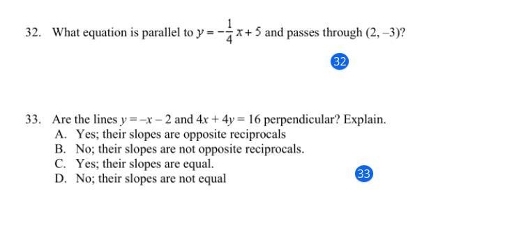 32. Select the equation that is correctly displayed in point-slope form:-example-1