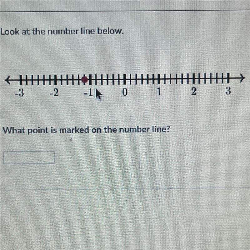 Look at the number line below. -3 -2 -14 0 1 What point is marked on the number line-example-1