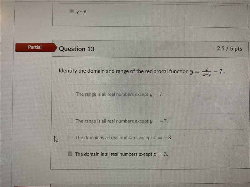 Identify the domain and range of the reciprocal function y=2 over x-3 (-7)-example-1