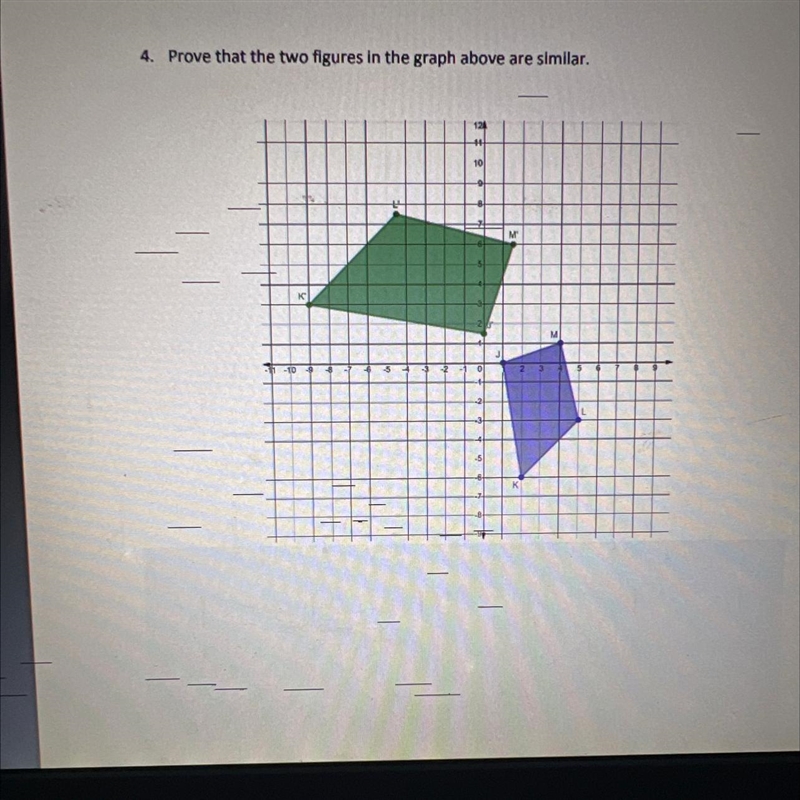 4. Prove that the two figures in the graph below are similar.-example-1