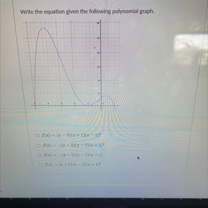 Write the equation given the following polynomial graph.-example-1