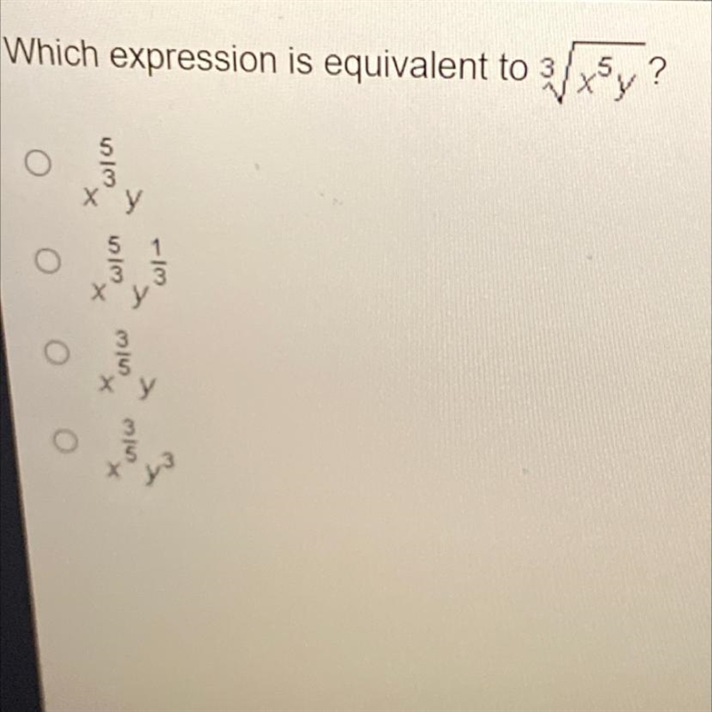 Which expression is equivalent to 3 x5y ?-example-1