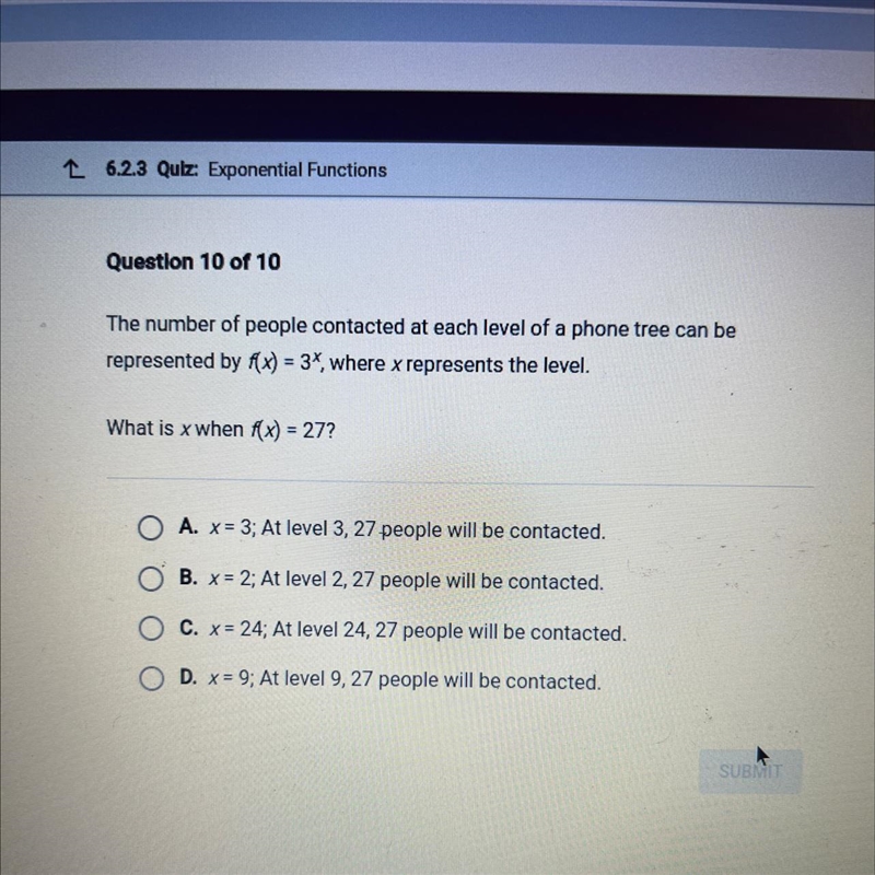 Please help ! The number of people contacted at each level of a phone tree can be-example-1