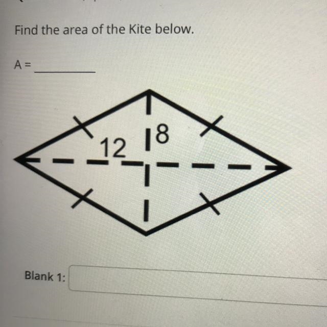 Find the area of the Kite below. A = 12 18-example-1