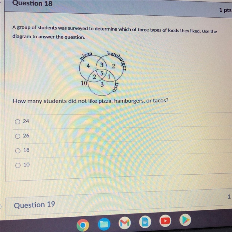 A group of students was surveyed to determine which of three types of foods they liked-example-1