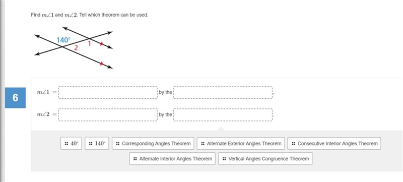 Find m∠1 and m∠2. Tell which theorem can be used.-example-1