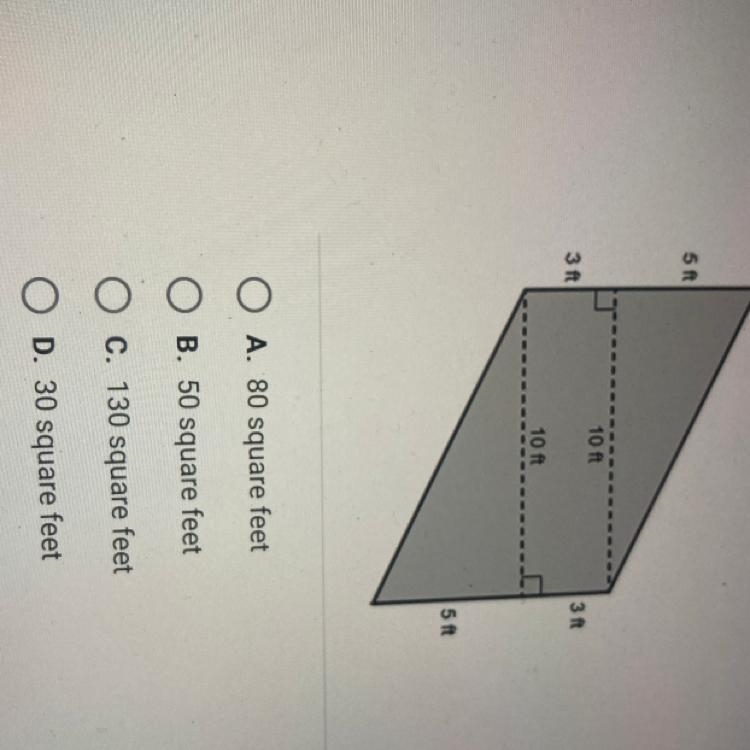 What is the area of this parallelogram? 5 ft 10 ft 3 it 3 ft 10 ft 5 t-example-1