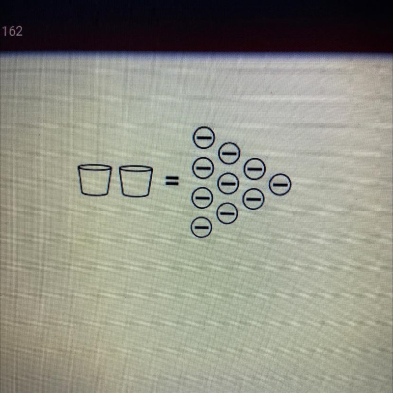 4. The equation 2x = - 10 is modeled below. What is the value of x makes the equation-example-1