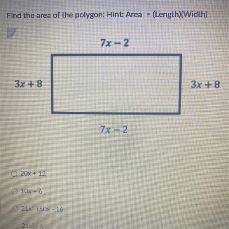 Find the area of the polygon: Hint: Area = (Length)(Width) --example-1