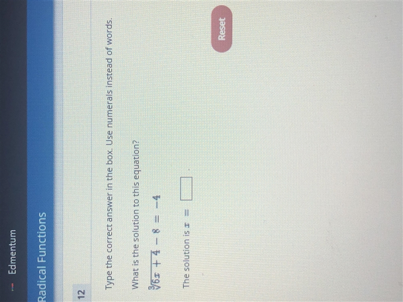 Select the correct answer. What is the solution to the equation? *image below*-example-1