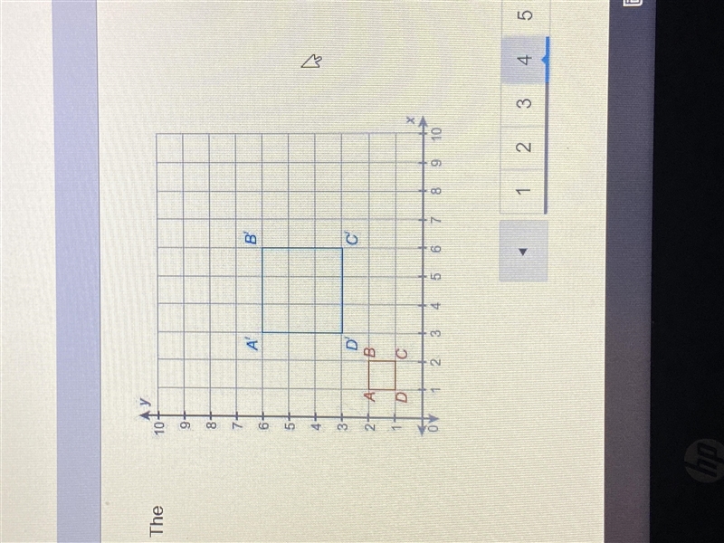 Pre-image ABCD is dilated to be image A’B’C’D’. The origin is the center dilation-example-1