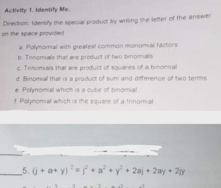 identify the special product by writing the letter of the answer provided. ( number-example-1