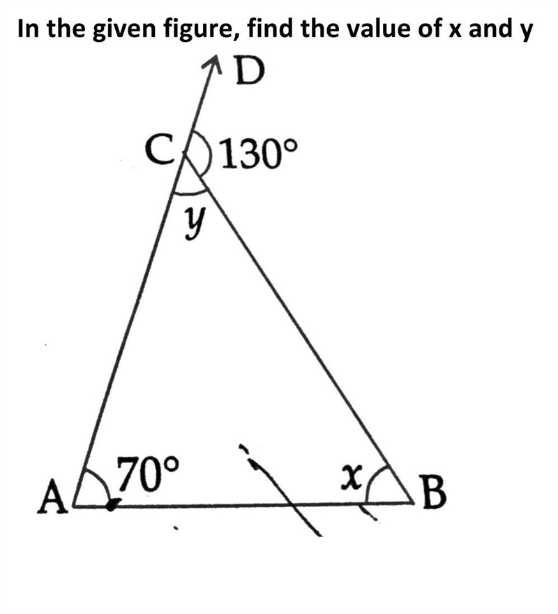 In the given figure find the given the value of x and y​-example-1