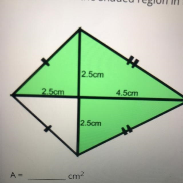 Find the area of the shaded region in the kite below.-example-1