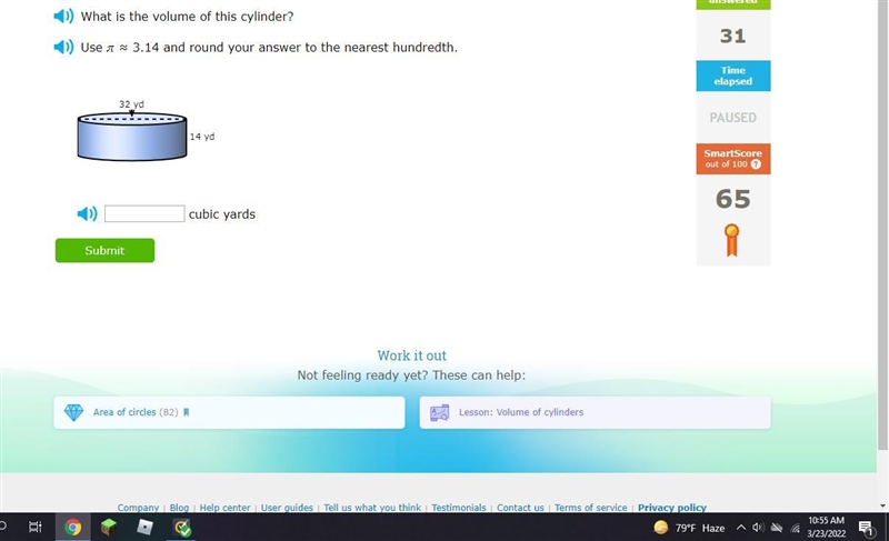 What is the volume of this cylinder? Use ​ ≈ 3.14 and round your answer to the nearest-example-1