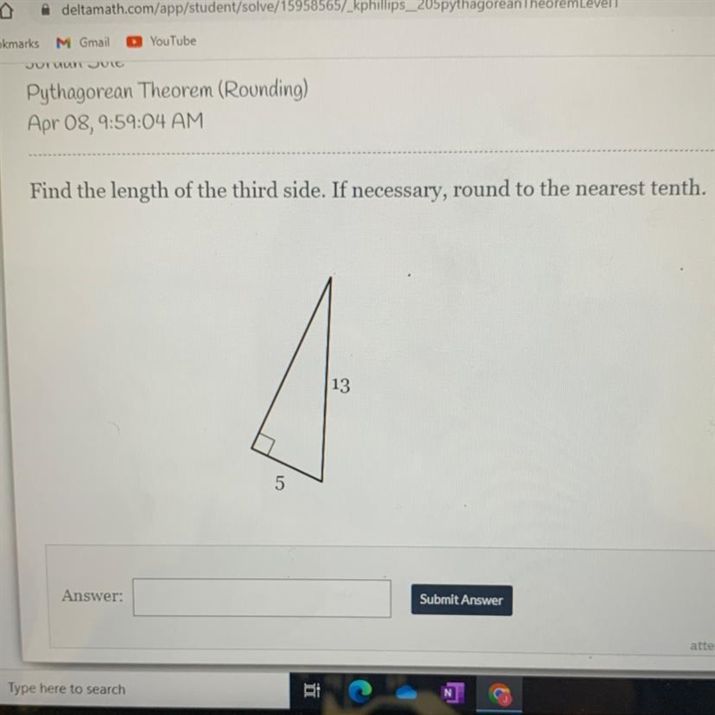 Find the length of the third side. If necessary, round to the nearest tenth.-example-1