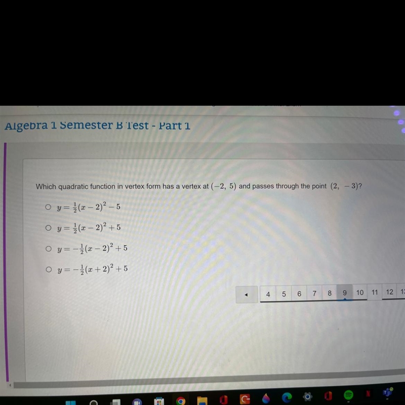 Which quadratic function in vertex form has a vertex at￼ (-2, 5) And passes through-example-1