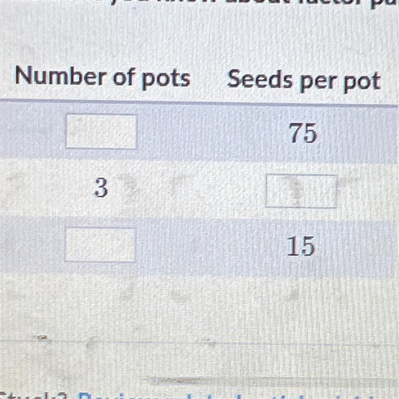 Davi has 75 flower seeds. He wants to plant the seeds in pots so that every seed is-example-1