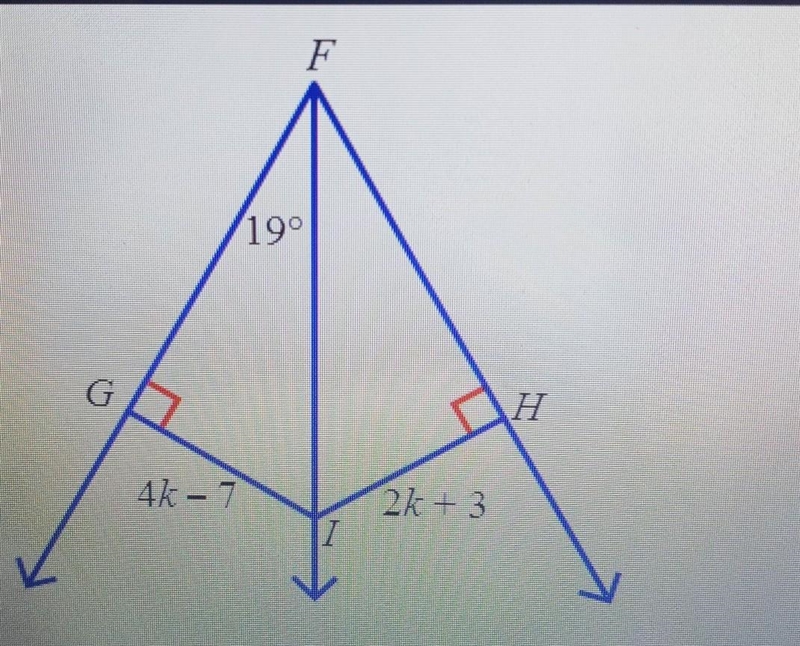 FI bisects angle GFH. Find GI. Please help. Answer choices are A. 5 B. 9 C. 11 D. 13​-example-1