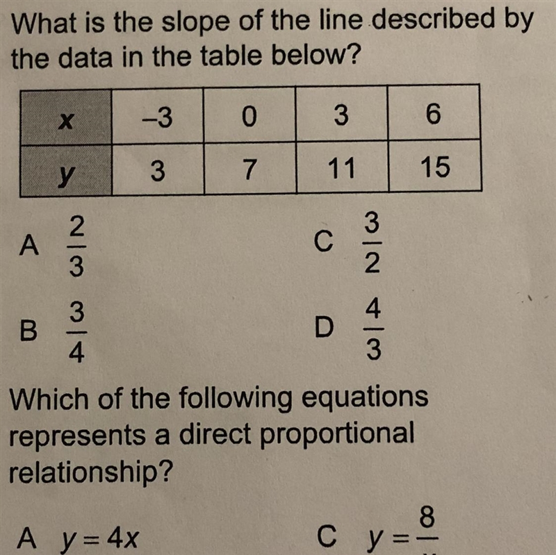 3. What is the slope of the line described by the data in the table below?-example-1