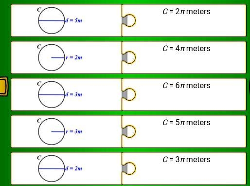 Match each circle on the left-hand side with its circumference on the right-example-1