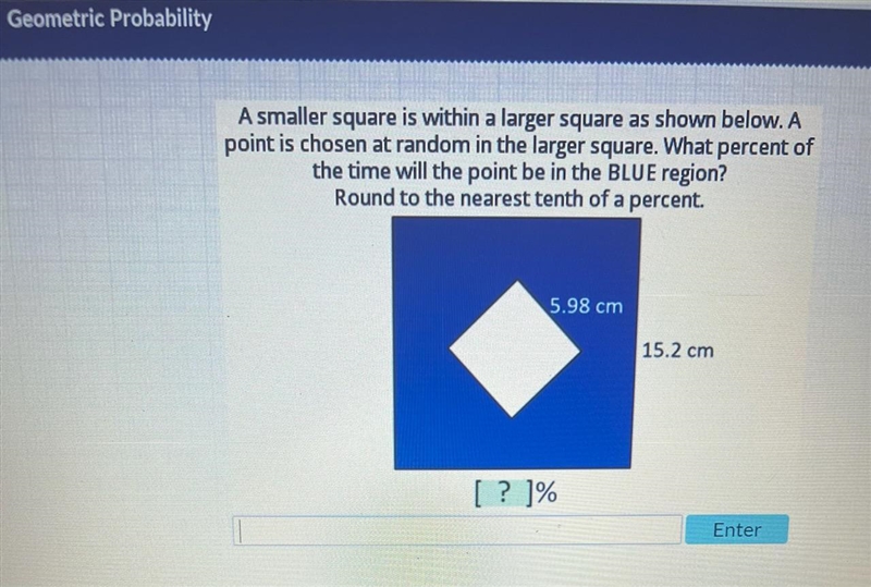 What is the percent that it will land in the blue? round to the nearest tenth of a-example-1