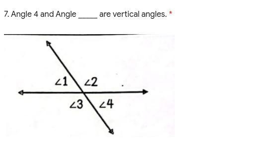 Angle 4 and Angle _____ are vertical angles.-example-1