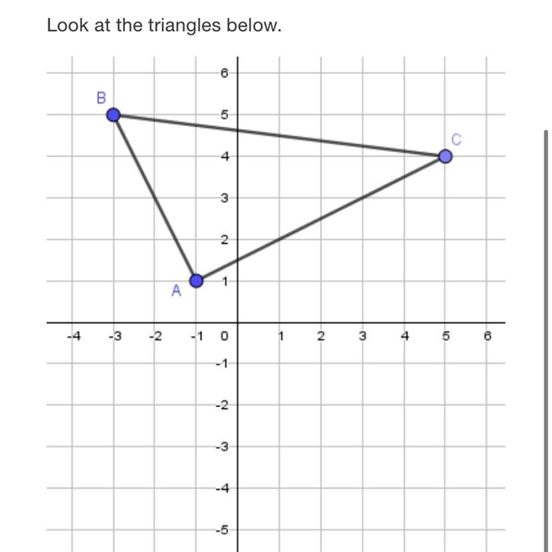 Look at the triangles below.6BaiС4.321А-4-3-2-1 012.345B-1-2-3-419Point D will be-example-1