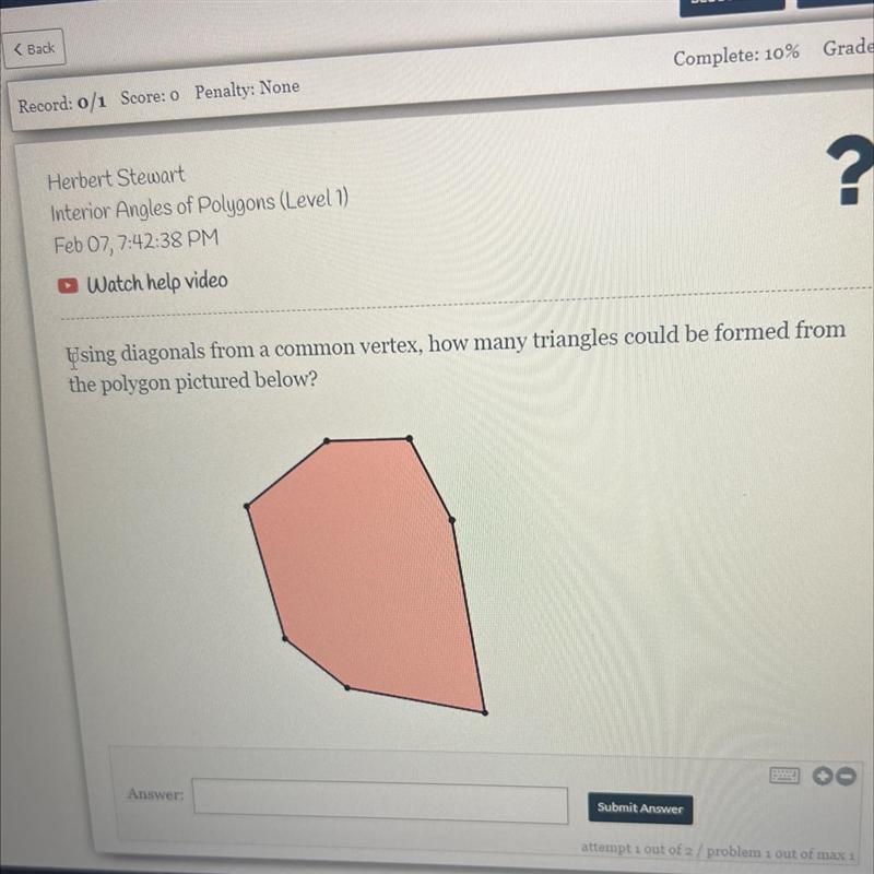 Using diagonals from a common vertex, how many triangles could be formed from the-example-1