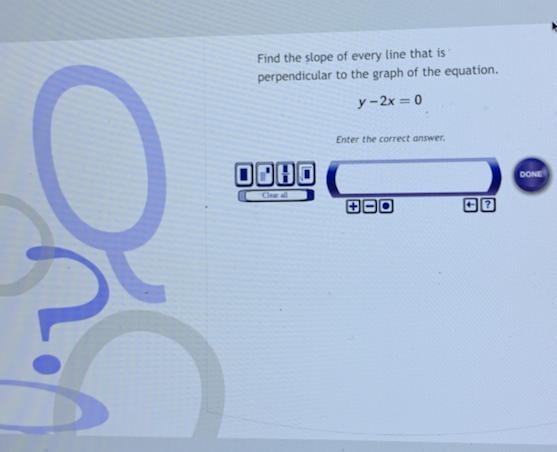 Find the slope of every like that is perpendicular to the graph of the equation.-example-1