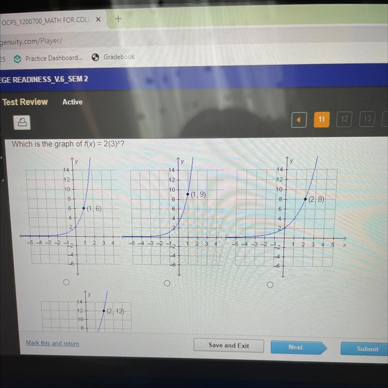 Which is the graph of f(x)=2(3)^x-example-1