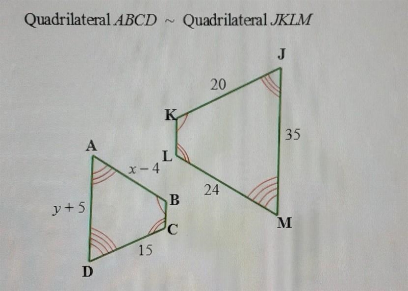 Answer the following questions about the similar quadrilaterals shown in the figure-example-1