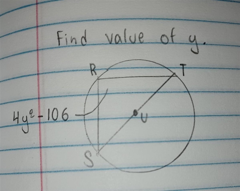 Find the value of y. 4y² - 106 The value of y is​-example-1