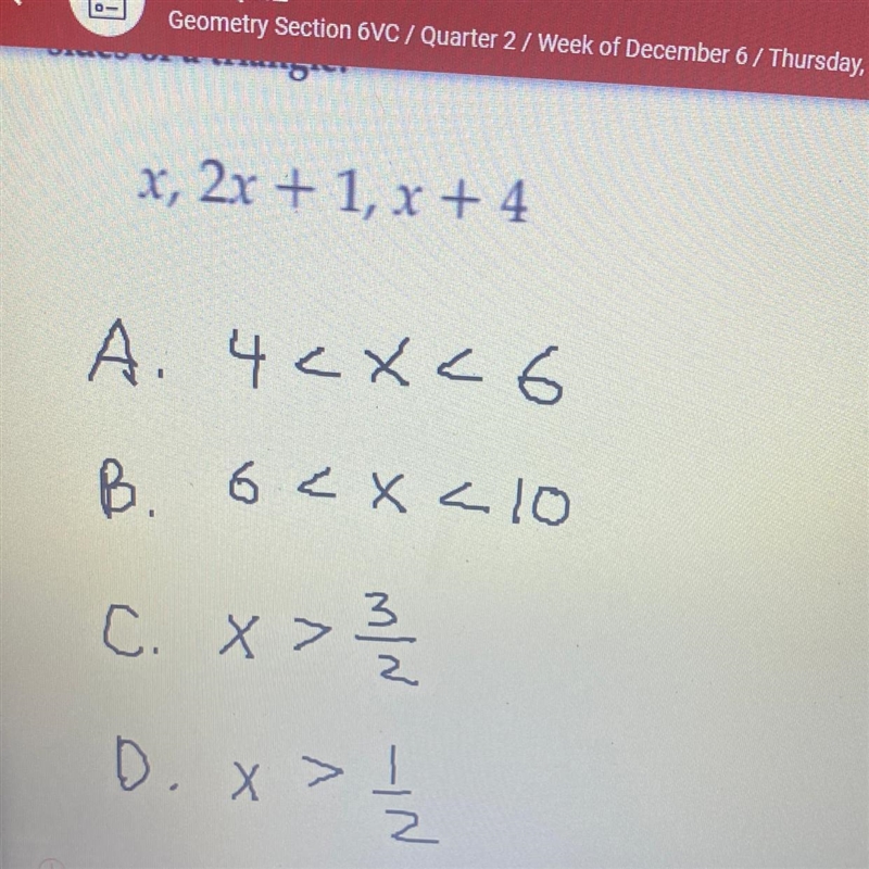 Find the range of possible measures of x if each set of expressions represents measures-example-1