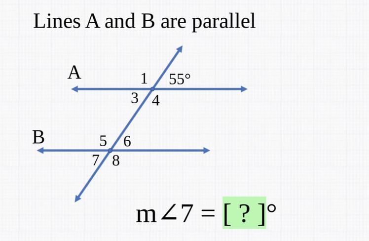 Lines A and B are parallel m 7=-example-1