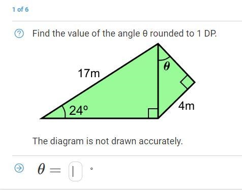 Find the value of the angle θ rounded to 1 DP.-example-1