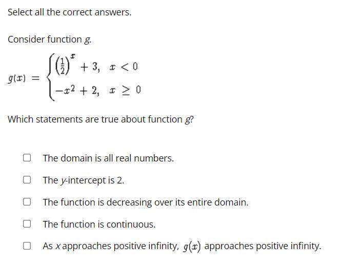 Which statements are true about function g?-example-1