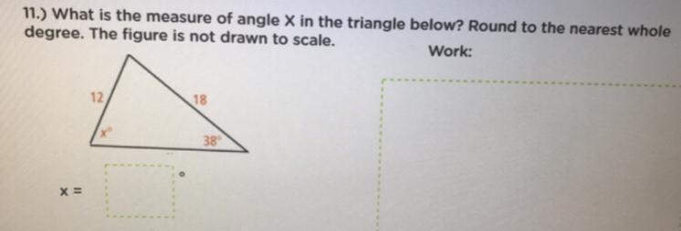 What is the measure of angle x? Show work.-example-1