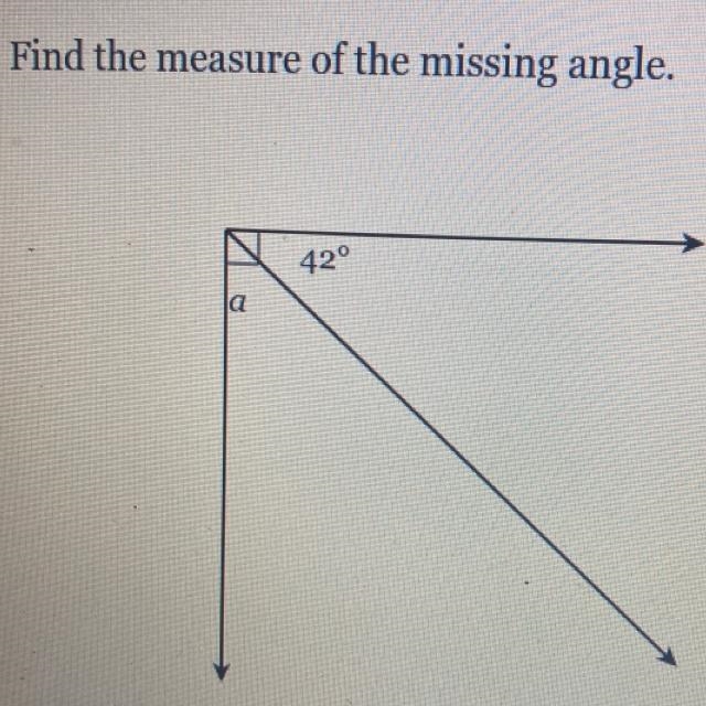 Find the measure of the missing angle. 42°-example-1