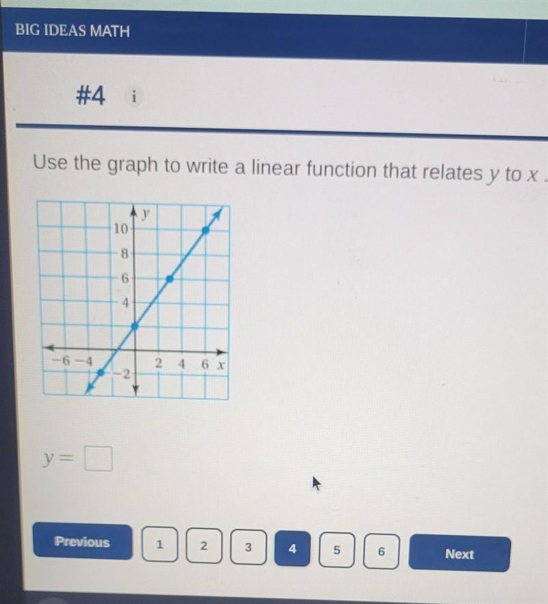 use the graph to write a linear function that relates y to x when the slope is 4/3 and-example-1