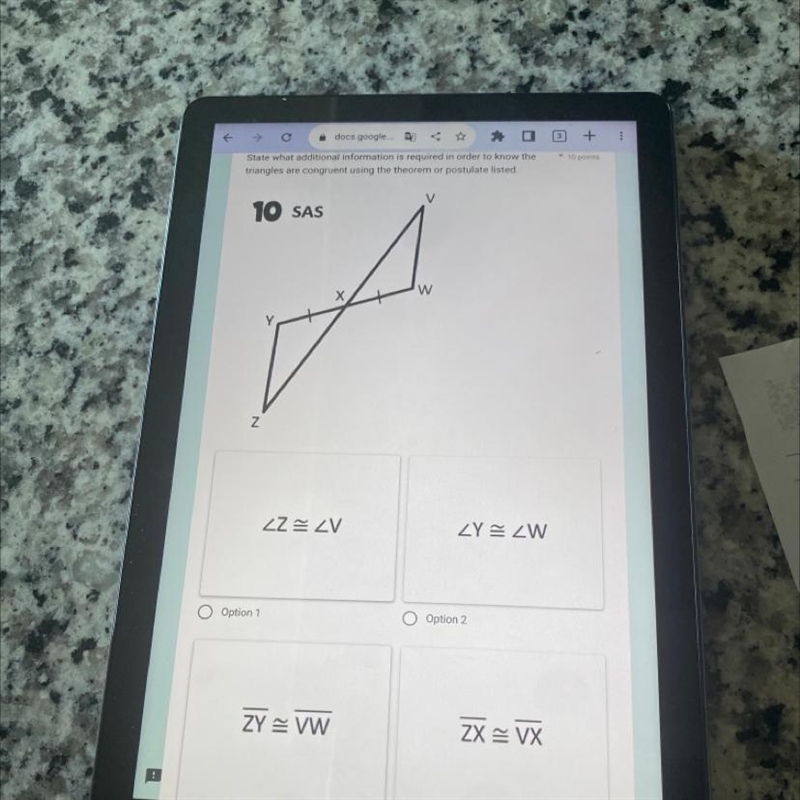 State what additional information is required in order to know the triangles are congruent-example-1