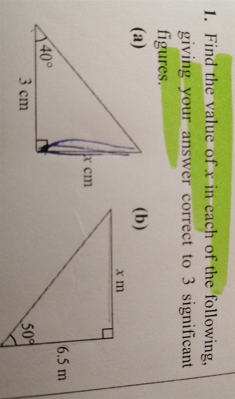 1. Find the value of x in each of the giving your answer correct to 3 significant-example-1