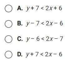 URGENT: The point (0, 0) is a solution to which of these inequalities.-example-1