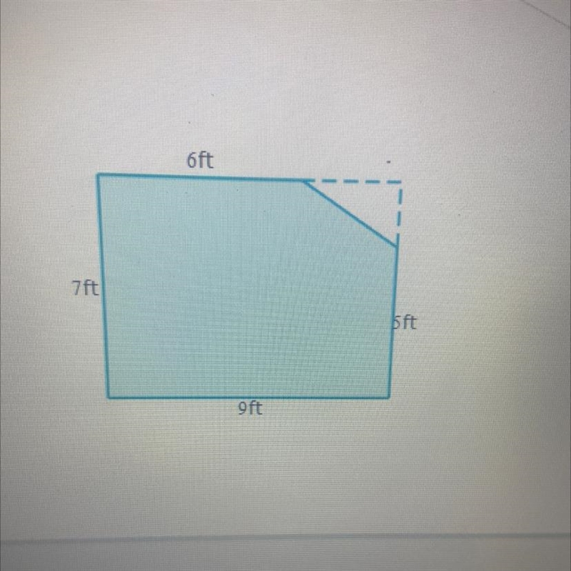 a right triangle is a removed from a rectangle to create the shaded religion shown-example-1