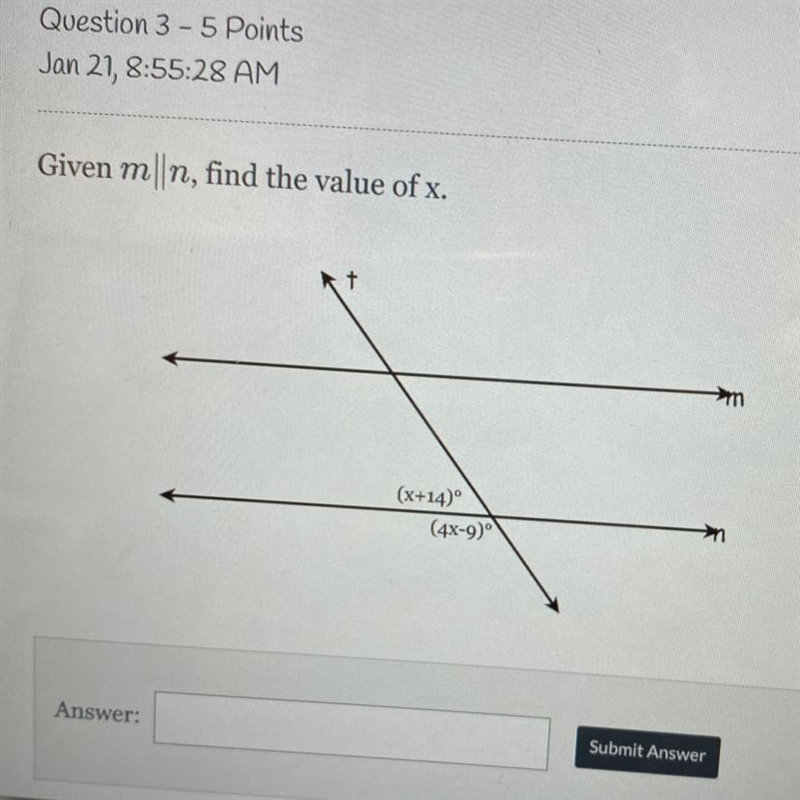 Given mn, find the value of x. (x+14)° (48-9) can someone help-example-1