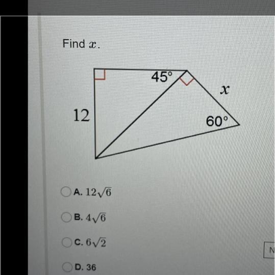 Find x . , right triangles-example-1