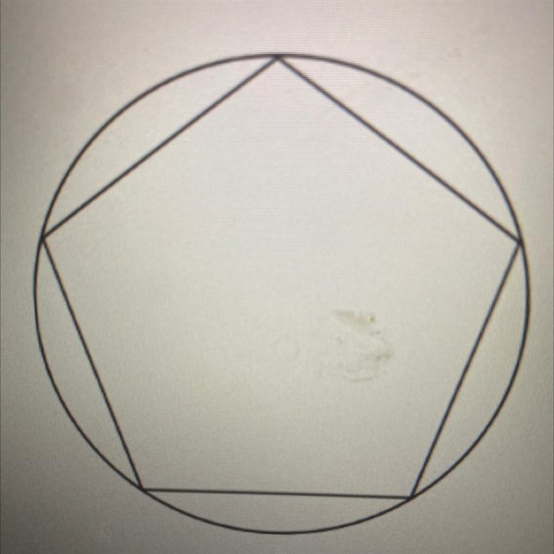 A regular pentagon is inscribed in a circle as shown. 1. Find the measure of minor-example-1