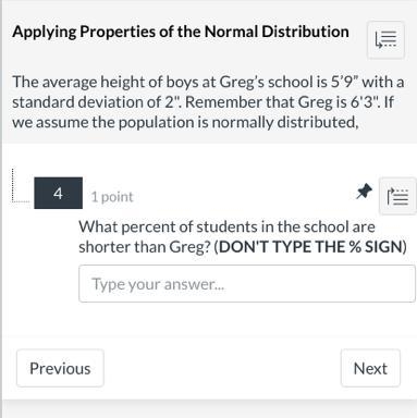 5. What percent of students are between 5’5” and 5’ 11”?-example-1