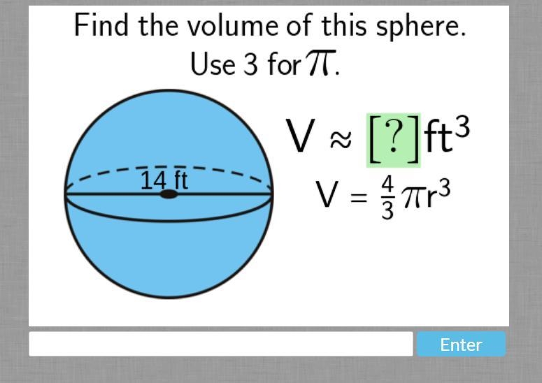 Volume of a sphere(please hurry im in a test. and can you also show the prosses of-example-1